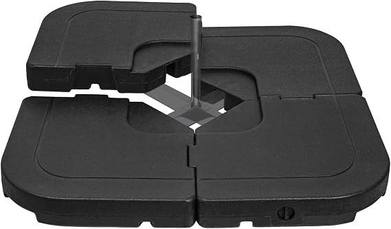 SZHLUX 4pcs 185lb Capacity Heavy-Duty Cantilever Offset Patio Umbrella Base, Wind-Resistant Outdoor Square Base, Black