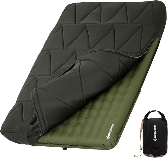 KingCamp Self Inflating Sleeping Pad for Camping Ultra Thick Double Single Foam Mattress High R Value Camping Air Pad Mat, Multi Colors & Sizes