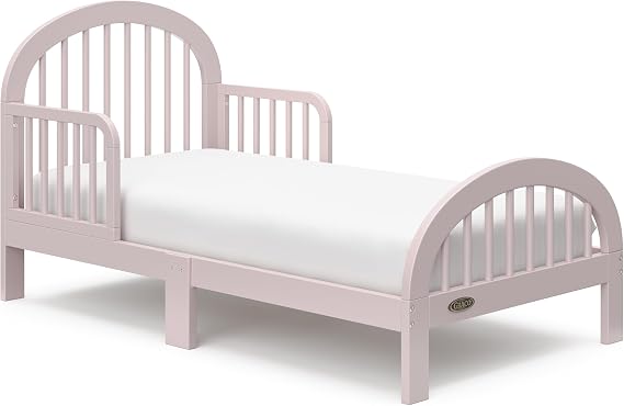 Graco Olivia Toddler Bed, Blush | GREENGUARD Gold Certified, Includes Toddler Safety Guardrails, Fits Standard Crib & Toddler Mattress, Stylish Arched Design