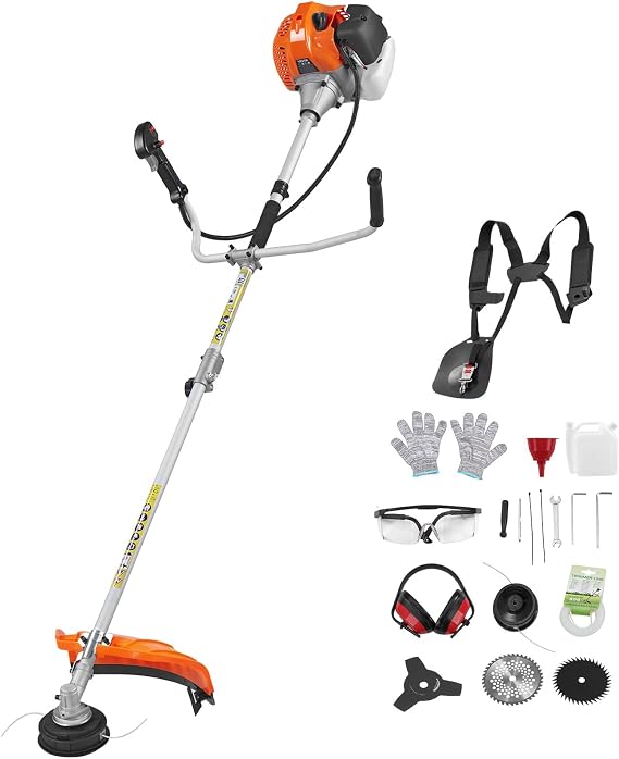 VEVOR String Trimmer, 43 cc 2-Stroke, Weed Eater, 17" Grass Trimmer, Multi-Functional Weed Eater Gas Powered with Shoulder Strap & 3T Blade, Weed Wacker Gas for Quick Grass Cleaning