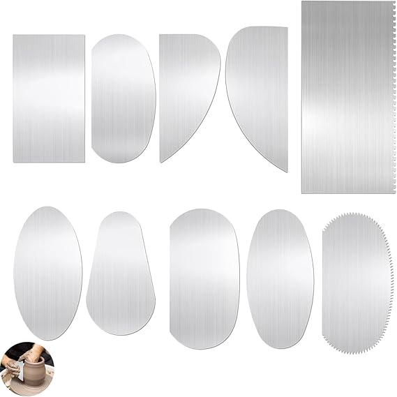 10 Pcs Steel Pottery Tools, Stainless Steel Clay Ribs, Sculpture Pottery Molding Scraper Cutter, for Sculpting Texturing Modeling