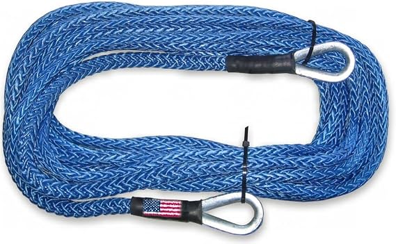 BILLET4X4 AMSTEEL Blue U.S. Made 1/2 inch x 50 ft. Winch LINE Extension (34,000 lb Strength)