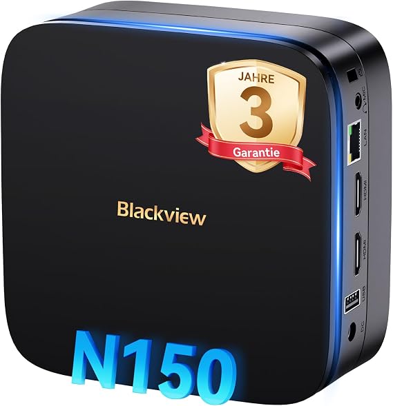 Blackview MP60 N150 MINI PC 2025 New Intel Twin Lake N150 (Beats N97/N95 up to 3.60 GHz) 16GB RAM 512GB M.2 SSD Mini Computer 4K UHD Dual HDMI Win11 Pro 5G WiFi Mini Desktop PC for Office/Home