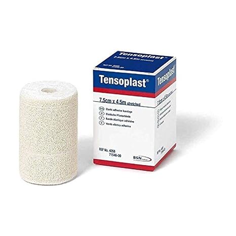 Tensoplast Elastic Athletic Tape, Provides Medium Support or Compression with High Adhesive Properties, Water Repellent and Air Permeable, White, 3" x 5 Yards, Roll