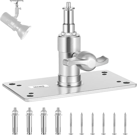 NEEWER 3.34 Inch Wall Ceiling Mount 5/8" Baby Pin Stud with 1/4" Thread & 10 Screws, Photography Photo Studio Camera Wall Mount for Ring Light, Video Light, Strobe Flash, Max Load 22lb/10kg, ST-WM1