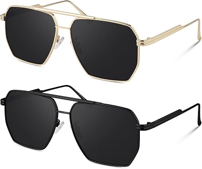 Sunier Oversized Square Sunglasses Womens Polarized Trendy Retro Womens Shades Vintage Large Metal Sun Glasses UV400