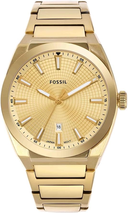 Fossil Everett Men's Quartz Three Hand Date Watch with Stainless Steel or Leather Strap