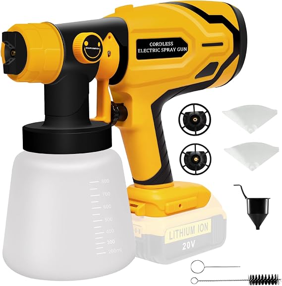 Cordless Paint Sprayer for DEWALT 20V Max Battery, Paint Sprayers for Home Interior Airless Electric HVLP, for Furniture, Walls, Cabinets, Fences, Doors, etc.(Battery NOT Included) (156AD-1)