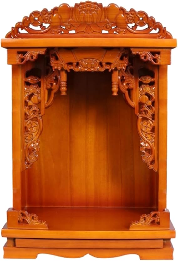 Wall Mounted Shrine Altar Table, Solid Wood Meditation Table, Buddha Cabinet Niche, Chinese Meditation Altar Cabinet, Buddhist Altar Cabinet for Living Room, Bedroom(Yellow,58cm/22.8in)