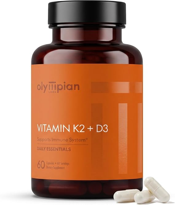 Olympian Labs Vitamin K2 + D3, 60 Servings, Supports Immune System, Bone and Heart Support, 60 Vegan Capsules