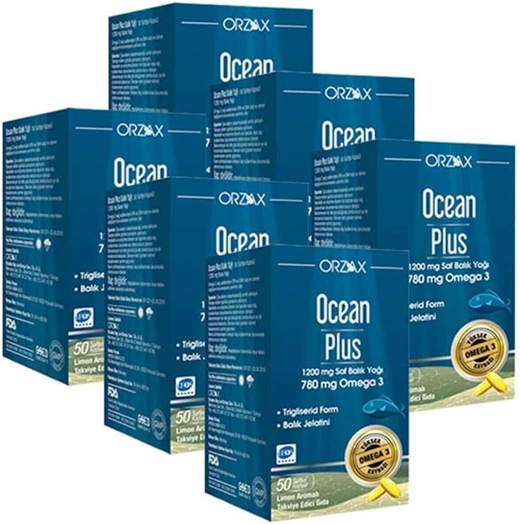 Orzax Ocean Plus Balık Yağı, 1200 mg, 780 mg Omega 3, 50 Kapsül, 6 Adet