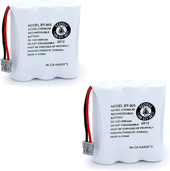 BT-905 BT905 Rechargeable Cordless Handset Phone Battery Compatible with for BBTY0663001 BBTY-0444001 BP-800 BP-905 BT-1006 3.6v 600mAh Ni-CD (2-Pack BT905)