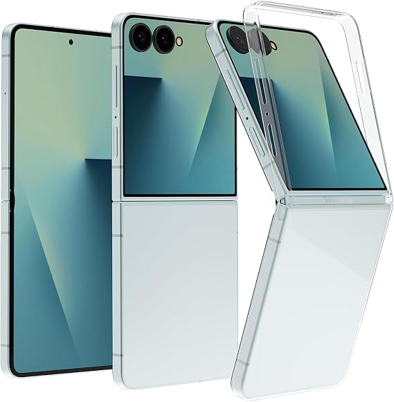 Samsung Galaxy Z Flip7 AI Cell Phone, Unlocked Android Phones 5G 256GB, Foldable Smartphone with FlexCam, Triple Camera, 6.9" AMOLED, International Model 2025, Mint, Bundle Clear Phone Case
