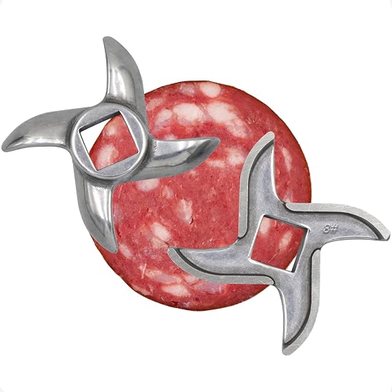 2 PCS 8# Meat Grinder Blade, Meat Grinder Blades Replacement Parts, Stainless Steel Knife Cutter Accessories, Please check the size and shape