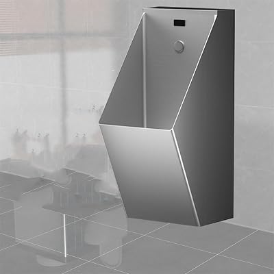Wall-Mounted Urinal 304 Stainless Steel Urinal, Automatic Sensor Urinal Toilet, Mens Commercial Flushing Urinal Suitable for Shopping Malls, Prisons and Schools,Silver