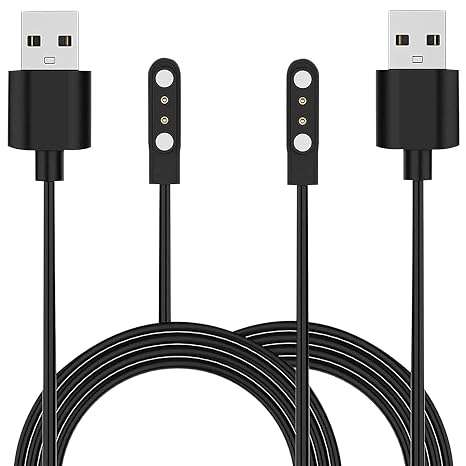 Smartwatch Charger for Smart Watch K62 Smart Watch K62 Magnetic USB Charging Cable Long 2 Pack Black
