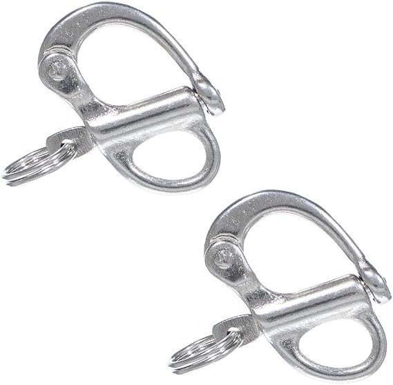 Paracord Planet 2 Piece 33mm Durable Stainless Steel Fixed Bail Quick Release Snap Shackle for Kayak Sailboat Yacht Sailing Hardware