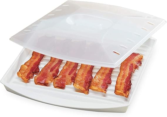 PrepSolutions Microwaveable Bacon Grill, Cooks 7-9 Pieces of Crispy Bacon | Offers Quick Breakfast, Lunch, or Dinner, BPA Free and Dishwasher Safe, 11.88" x 10.00" x 1.88"