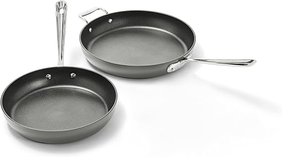 All-Clad E7859064 HA1 Hard Anodized Nonstick Dishwasher Safe PFOA Free 10-Inch & 12-Inch Fry Pan Cookware Set, 2-Piece, Black
