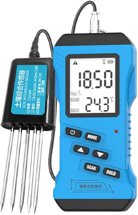 Soil Tester, 7 in 1 Meter for Nitrogen, Phosphorus, Potassium, pH, Moisture, Nutrient Conductivity, High Accuracy Digital Test for Soil Fertility