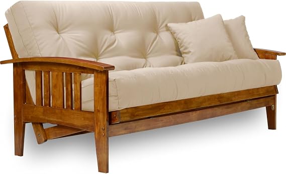 Westfield Futon Set - Full Size, Frame, 8" Mattress, Twill Khaki Cover