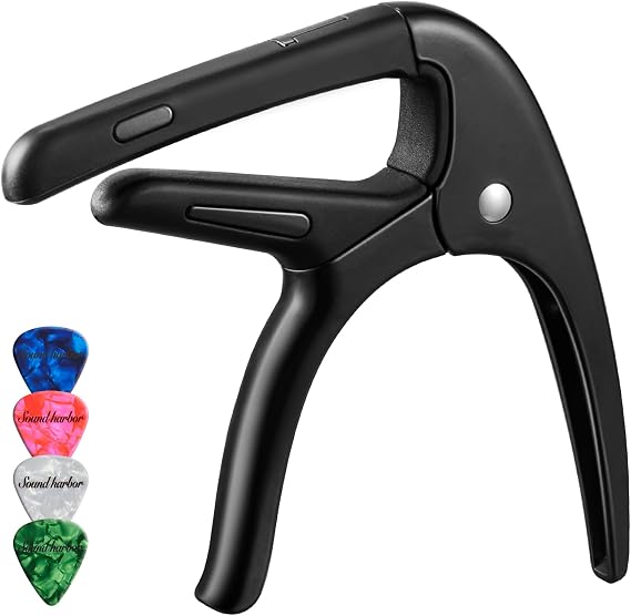 Guitar Capo for Acoustic and Electric Guitars with 4 Picks for Free,Black