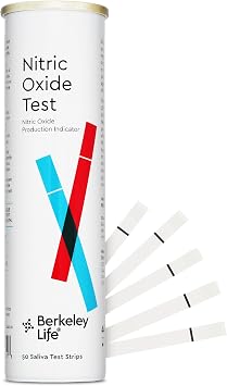 Berkeley Life Nitric Oxide Test Strips - at-Home, Non-Invasive Saliva Testing Kit to Assess Nitric Oxide Levels for Men & Women - 50 Individually Sealed Indicator Strips