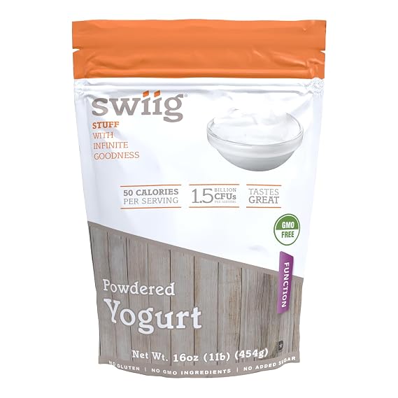 swiig Powdered Yogurt, No Added Sugars or Oils, No Gluten, No GMO Ingredients, 1lb Bag