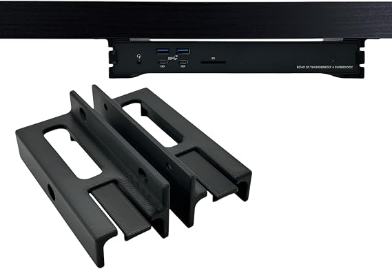 Desk Mount Kit for Sonnet Echo 20 Thunderbolt 4 SuperDock Docking Station; Under Desk Mount Brackets with Reversible Clips - Secure Mounting