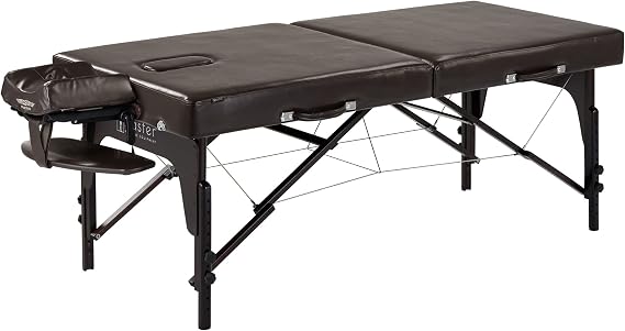 Master Supreme Massage 71CM Portable Massage Table, Supreme LX SPA Salon Facial Beauty Bed, Easy Set Up, 7cm Thick of Memory Foam, PU Upholstery (Brown Luster)