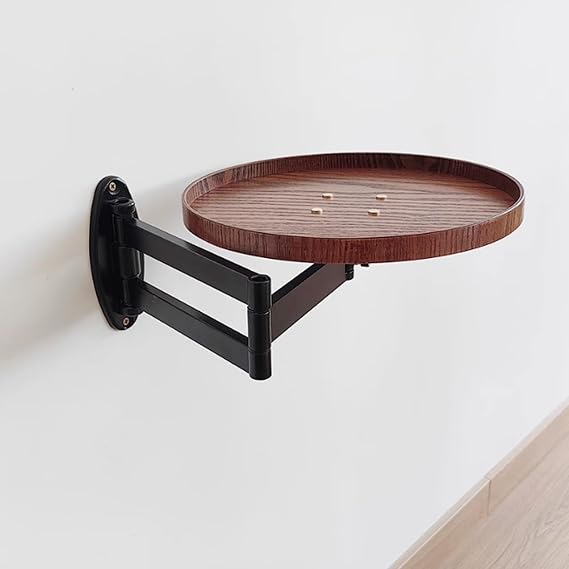 Wall Mounted Folding Table,Wall-Mounted Side Table,Wall-Mounted Folding Round Table,Bracket Heavy Duty Stable Sturdy Wall Table,Small Folding Wall Table,Retractable Folding Coffee Table