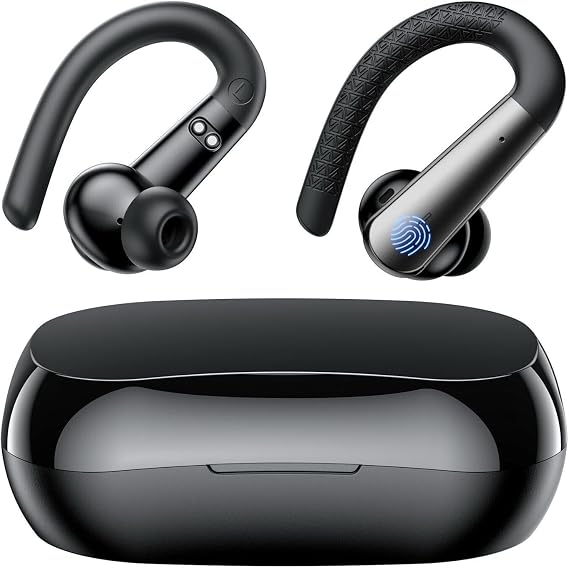 Earbuds for Motorola Razr (2020) - Bluetooth Headphones with Earhooks Waterproof IPX6 Sports Workout Earbuds with LED Display for Gym Running Exercise Fitness with Mic - Black