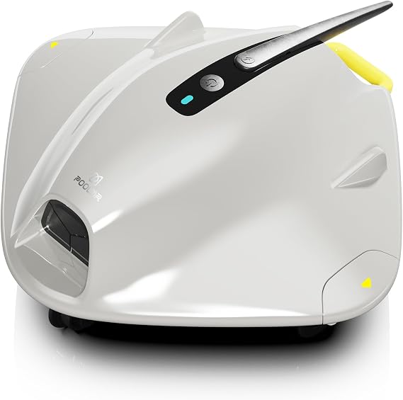 PoolMr Cordless Robot Pool Vacuum for Above Ground Pool,Grayish White | 40W Strong Suction, Dual Cleaning System, Barrier Crossing, Self-Parking,120-Min Runtime Up to 1614 Sq for Above Ground Pools