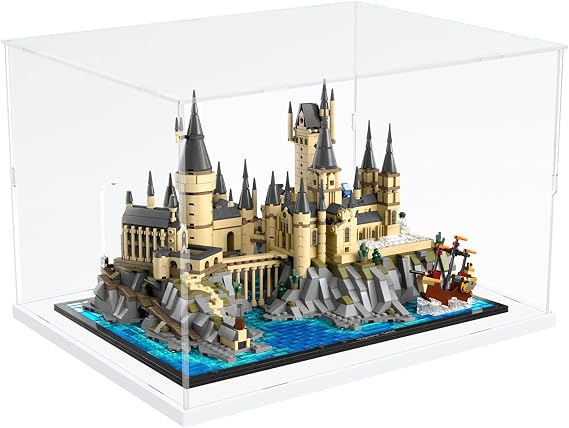 Acrylic Display Case for Lego Hogwarts Castle 76419 for Lego Himeji Castle 21060 Models Figures - Assemble Dustproof Thickened Clear Display Box Cabinet (White, 40x30x25 cm)