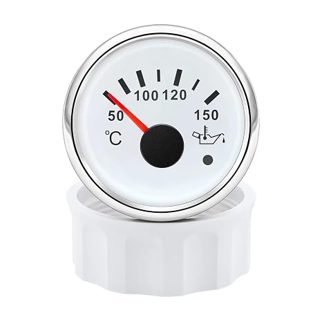 Universal Car 52mm Oil Temperature Gauge With Alarm, 50~150℃ Oil Temp Meter Indicator, Red Backlight For Boat Yacht 12V24V Clear Reading(WS Gauge)