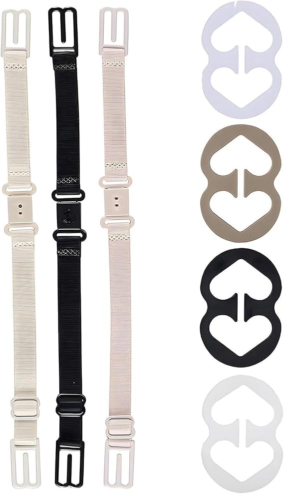 Bra Strap Clips,12 Bra Clips and Bra Straps Holder Womens Black,White,Beige for Full Cup Size (Black & White & Nude) (Black & White & Nude-1)