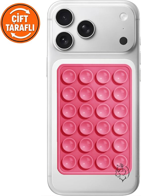 URUCHI Çift Taraflı Silikon Vantuzlu Telefon Tutucu, Ahtapot Vakumlu Tasarım, Telefon Arkası Kılıf Tutucu, Araç ve Masa Üstü Kullanım, Tüm Cep Telefonu Modellerine Uygun, Şeker Pembe, Çift Taraflı