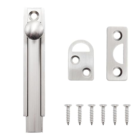 3 Inch Brushed Silver Solid Brass Surface Bolt