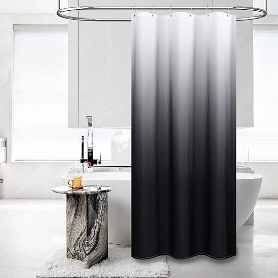 BTTN 36x72 Stall Ombre Linen Textured Fabric Shower Curtain Set, Black