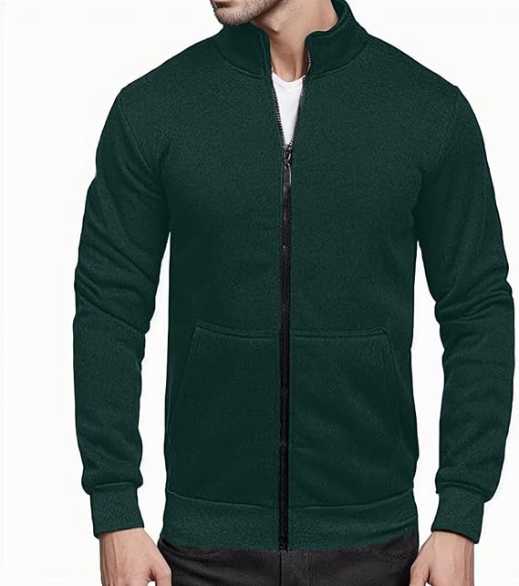 Alalaso Men Cardigan Sweatshirt Hoodless Zip Up Jacket High Neck Lightweight Sueter Para Hombres Fall Shirt