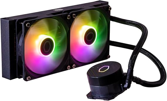 Cooler Master MasterLiquid 240L Core ARGB CPU Liquid Cooler - Dual Chamber Gen S Pump, Superior Radiator and 120 mm ARGB Fans, LGA 1700 and AM5 Brackets - Black