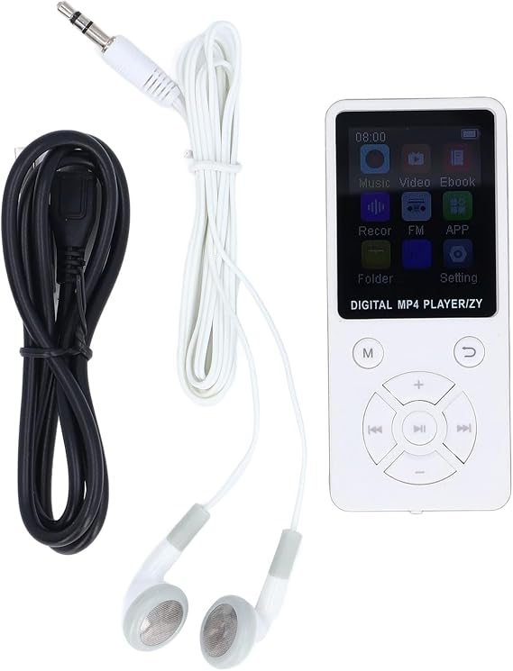 64GB MP3 MP4 Player with Bluetooth 5.0, Portable HiFi Music Player with 1.8 Inch Screen, Speaker, FM Radio, E - Book Support, Expandable to 128GB for Running Travel (White)