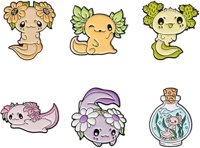 6PCS Axolotl Pins Enamel Pins Hat Pins Brooches and Pins for Women Anime Pins for Backpacks Small Gift Cute Stuff