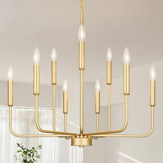 Gold Chandeliers for Dining Room Light Fixture,D28 Inch