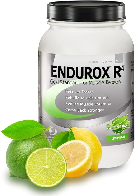 Endurox R4 by PacificHealh - All Natural Post Workout Recovery Drink Mix with Protein + Carbs & Electrolytes - for Faster Recovery, Reduced Soreness & Muscle Rebuilding - 28 Servings (Lemon Lime)