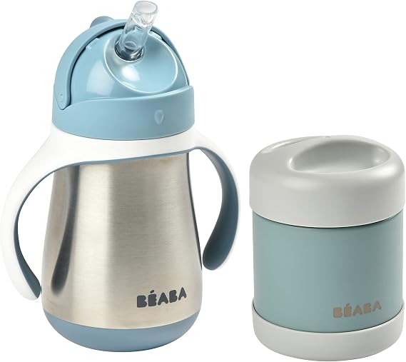 BEABA Stainless Steel Straw Sippy Cup and BEABA Stainless Steel Insulated Food Jar