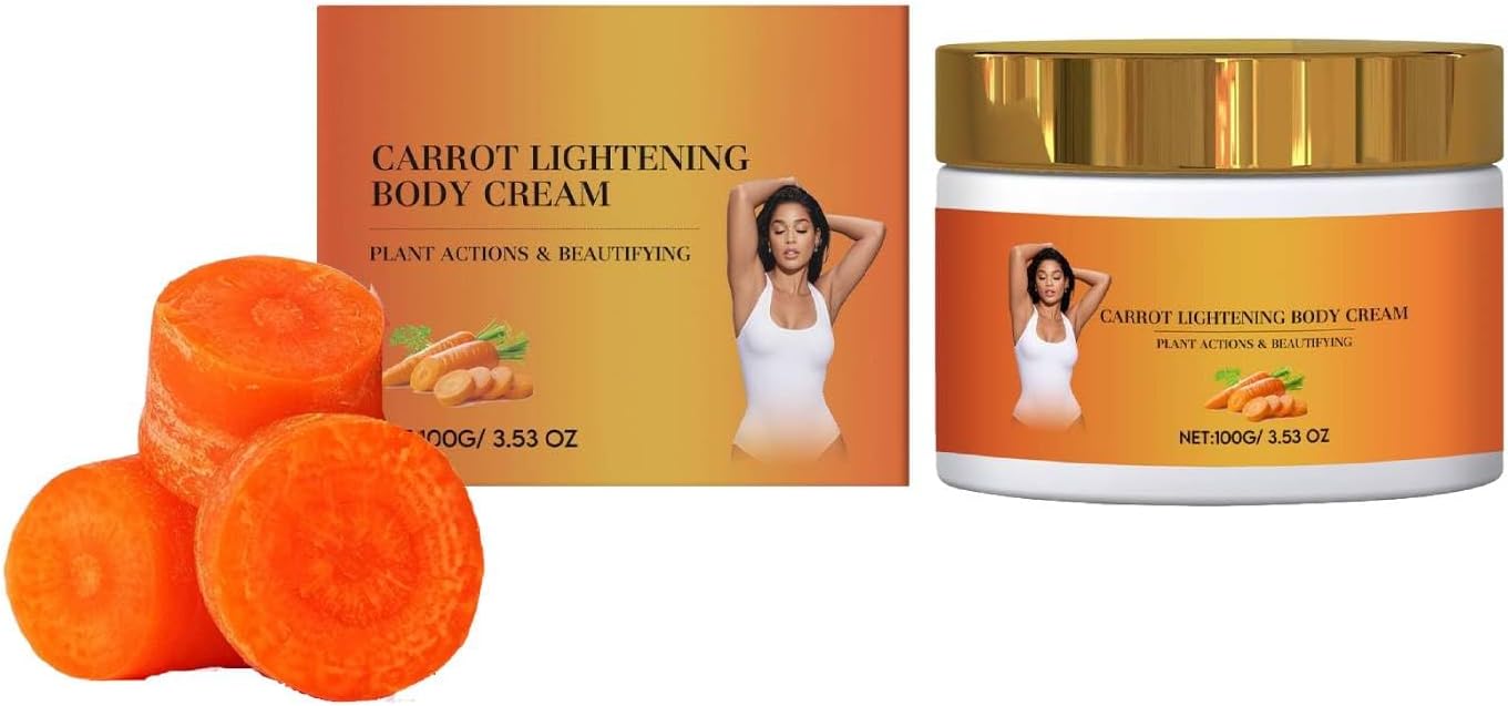Carrot Body Cream, Carrot Whitening Moisturising Body Lotion, Brightening & Hydrating Moisturizer With Vitamin E, Women Body Cream, Even Skin for Youthful Radiance & Moisture (1)