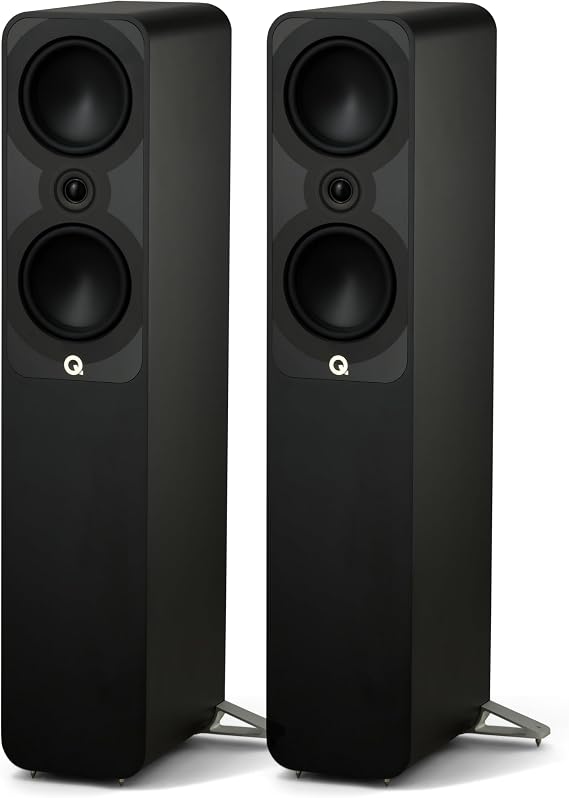 Q Acoustics 5050 Floorstanding Speakers Satin Black Pair | Award-winning Audio 40 heritage, Ultra-low jitter design for high-fidelity audio