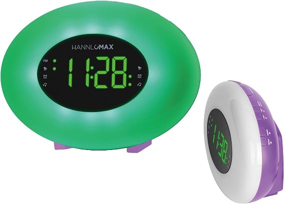 HANNLOMAX HX-162CR Alarm Clock Radio, RGB Color Mood Light (Purple)