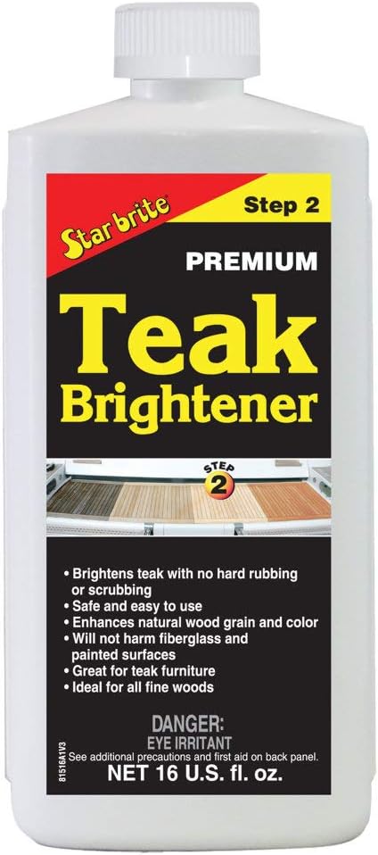 STAR BRITE Premium Teak Brightener - Enhances Natural Wood Grain & Restores Tone & Color While Preparing for a More Consistent Application of Teak Oil, Sealer or Stain